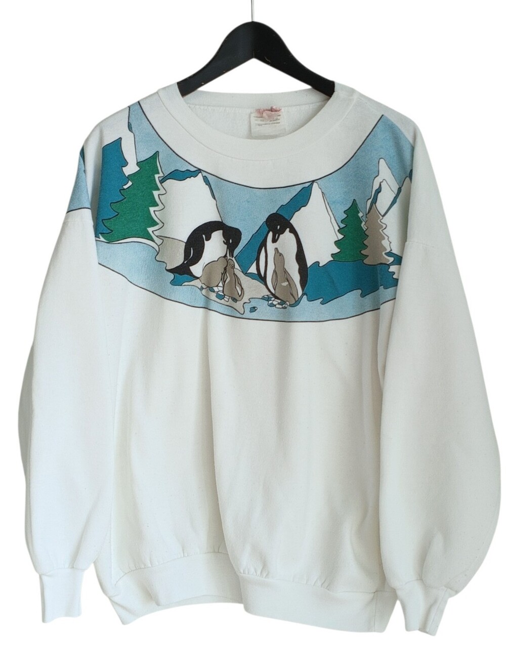 Vintage 90s Concord Collection Penguin Graphic Crewneck Sweatshirt White OSFA
